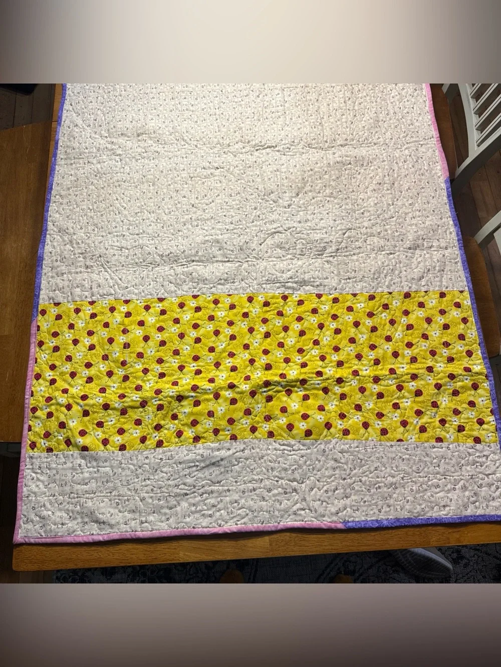 Handmade Heart Patchwork Quilt  Multicolor Baby Girl Nursery cottagecore 43”x36”